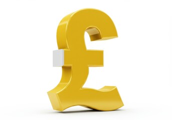 3D Illustration of Golden pound symbol isolated on white background, 3d render