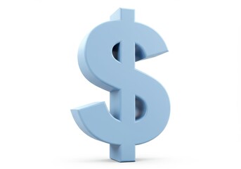 3D Illustration of Light blue dollar sign isolated on white background, finance concept