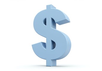 Obraz premium 3D Illustration of Light blue dollar sign isolated on white background close up render