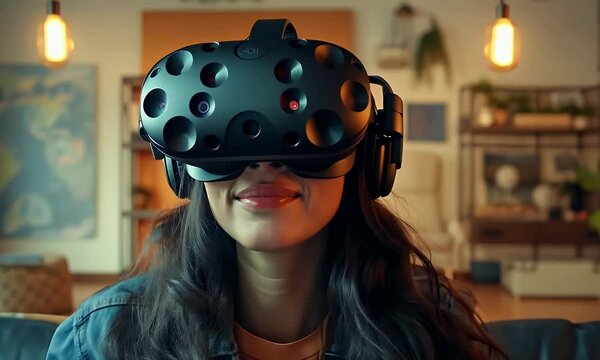Woman experiencing virtual reality