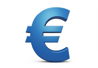 Fototapeta premium 3D Illustration of Blue euro symbol isolated on white background, representing european money