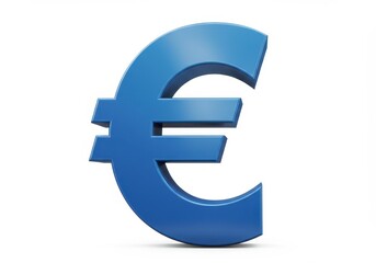 Fototapeta premium 3D Illustration of Blue euro symbol isolated on white background, 3d render of currency