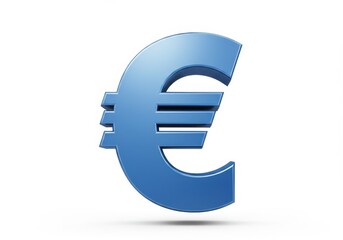 Obraz premium 3D Illustration of Blue euro currency symbol isolated on white background for finance