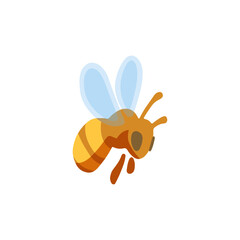 This colorful illustration features a cute honey bee with transparent blue wings and a striped yellow body. It’s perfect for nature, beekeeping, eco-friendly themes, or children’s illustrations.