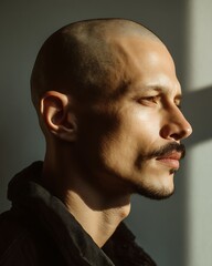 Obraz premium A modern young man with only a thin, sleek mustache