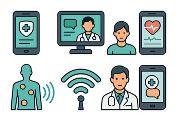 Healthcare and medical icons set &ndash; outline, linear, hospital and care symbols