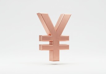 Fototapeta premium 3D Illustration of Bronze yen symbol isolated on white background in 3d render close up