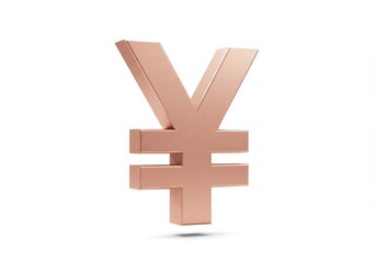 Fototapeta premium 3D Illustration of Rose gold yen currency symbol isolated on white background close up