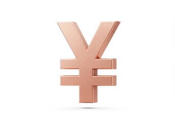Obraz premium 3D Illustration of Rose gold yen symbol isolated on white background, currency sign