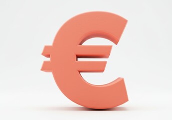 Obraz premium 3D Illustration of Salmon euro currency symbol isolated on white background close up