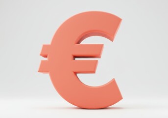 3D Illustration of Salmon euro currency symbol isolated on white background, 3d render