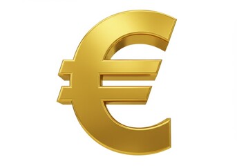 3D Illustration of Golden euro sign isolated on white background, currency symbol in 3d