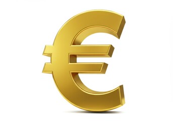 3D Illustration of Golden euro symbol isolated on white background, currency of europe