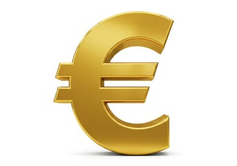 3D Illustration of Golden euro symbol isolated on white background in a 3d rendering
