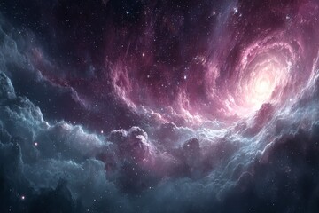 Obraz premium Majestic cosmic swirl reveals vibrant colors and celestial formations in a deep space landscape