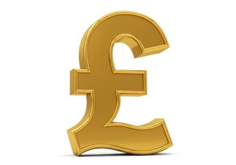 3D Illustration of Golden pound symbol isolated on white background, currency concept