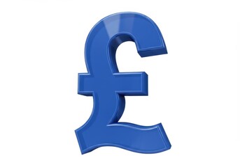 3D Illustration of Blue pound sterling symbol isolated on white background, 3d rendering