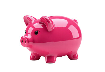 Obraz premium Pink Piggy Bank, Isolated Transparent Background, Modern Design Element