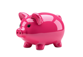 Pink Piggy Bank, Isolated Transparent Background, Modern Design Element