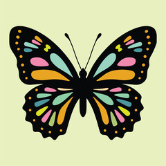 Colorful Butterfly Illustration – Vibrant Nature Insect Art Icon. A vibrant and detailed butterfly illustration showcasing a wide range of bright, eye-catching colors and intricate wing patterns.