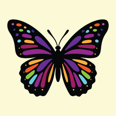 Colorful Butterfly Illustration – Vibrant Nature Insect Art Icon. A vibrant and detailed butterfly illustration showcasing a wide range of bright, eye-catching colors and intricate wing patterns.