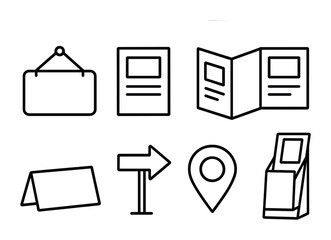 Business and office outline icons set &ndash; line, silhouette, corporate and work symbols