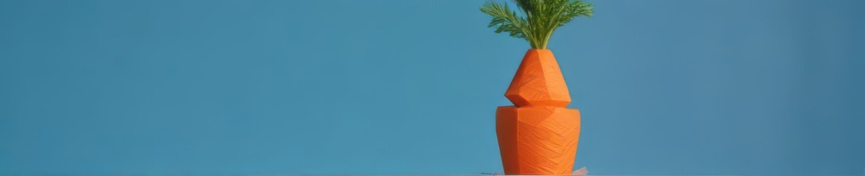 A cheerful orange cardboard carrot against a vibrant blue backdrop , mockup, vegetable, bright