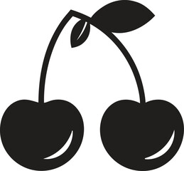 cherry illustration fruit silhouette plant logo tree icon branch outline leaf vector