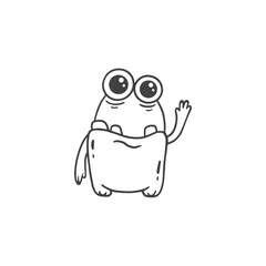 cute monster isolated on white background for coloring pages, magazines. Alien, cartoon character. Sketch, doodle. Vector illustration
