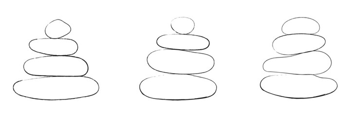 Balanced Zen stone logo template Vector Zen yoga stones stack or spa pebbles black and white graphic line illustration. Vector Illustration .EPS 10 . 