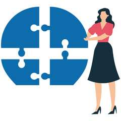 Girl Solving a Puzzle