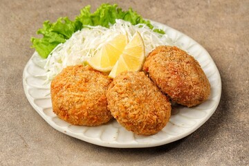 Korokke is the name of a typical Japanese croquette dish made from mashed potatoes, ground meat,...