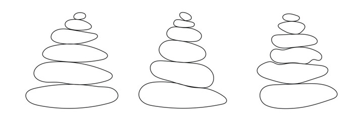 Balanced Zen stone logo template Vector Zen yoga stones stack or spa pebbles black and white graphic line illustration. Vector Illustration .EPS 10 . 