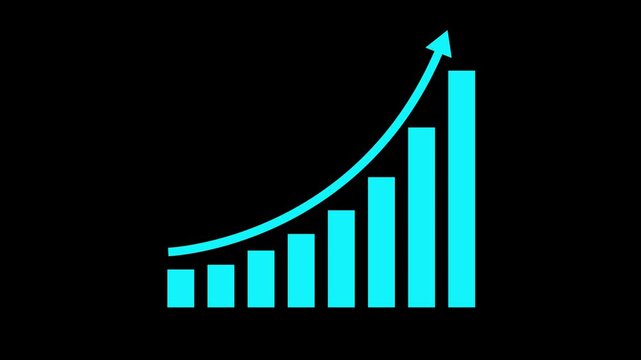 Animated down graph icon designed business or finance concept icon. Finance, Business Info graphic animation, Bar graph. business loss graph show chart.