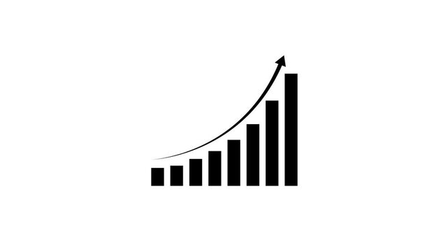 Animated down graph icon designed business or finance concept icon. Finance, Business Info graphic animation, Bar graph. business loss graph show chart.
