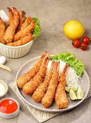 Ebi furai is a Japanese dish made from shrimp coated with pangko flour