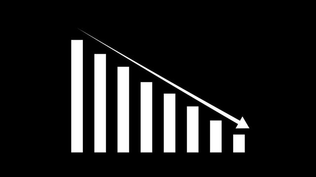 Animated down graph icon designed in flat icon style. Finance, Business Info graphic animation, Bar down graph animated.
