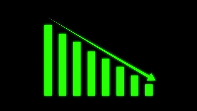 Animated down graph icon designed in flat icon style. Finance, Business Info graphic animation, Bar down graph animated.