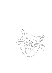 Line vector illustration of a cat yawning 