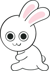Super cute cartoon bunny with big round eyes, pink ears, and a playful pose that looks like it&rsquo;s about to hop with excitement!