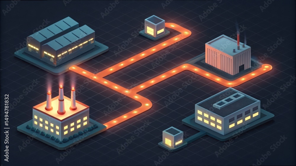 Poster visualization of path connection between factories and distribution points