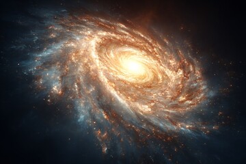 Astounding spiral galaxy with bright core and swirling dust in deep space captured by telescope