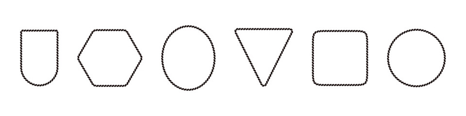 Oval rope element with sailor knot and cable outline. Flat vector illustration isolated on white background.