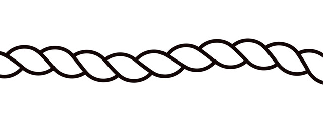 Linear rope border with marine pattern and braided texture. Flat vector illustration isolated on white background. © Viktoria