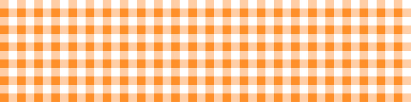 Halloween checkered tablecloth with orange plaid pattern background. Flat vector illustration isolated