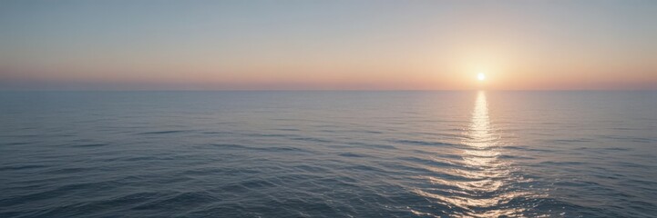 Naklejka premium Dreamy, hazy light blue gradient fading to darker, mimicking a calm ocean at dawn , dreamy, graphics