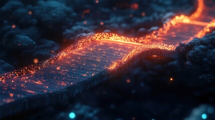 Naklejka premium Molten pathway through cosmic debris
