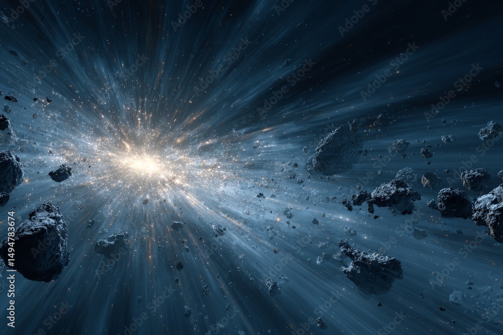 Poster stars and asteroids illuminate the vastness of space showcasing celestial phenomena and cosmic beaut