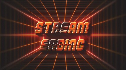 Stream Ending Screen – Synthwave Style Animated Overlay with Retro 80s 3D Grid
