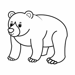 A calm and cuddly bear in a walking pose, drawn in outline style.
